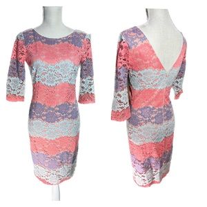 Mystic Size XS Lace Overlay Midi Dress w/ Elegant V Design Back